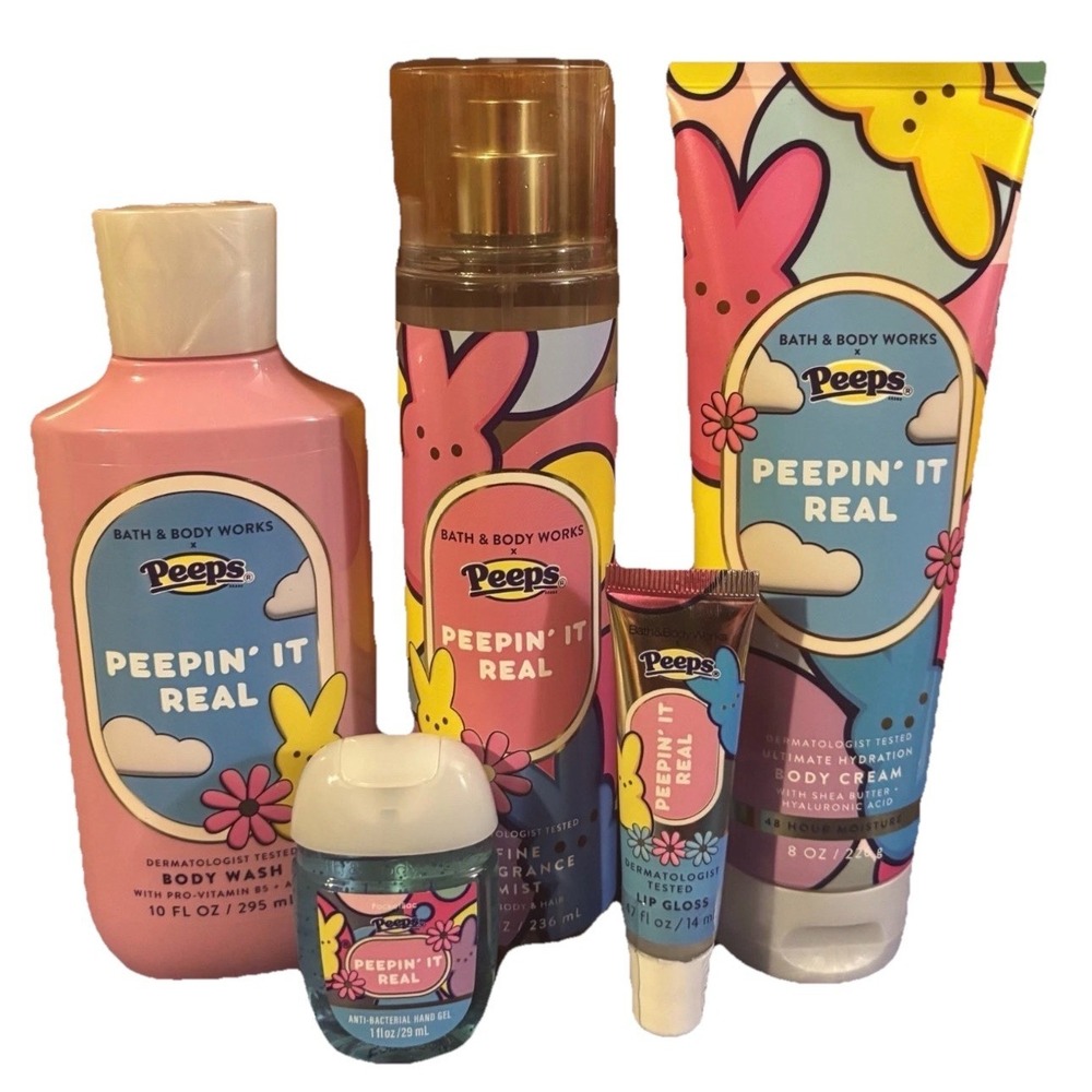Bath & Body Works x Peeps Peepin' It Real Set - Body Care, Lip Gloss, Sanitizer